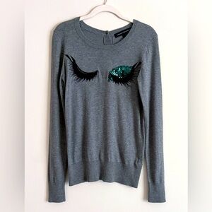 French Connection Sweater Sequin Eye Lash Design Size XS